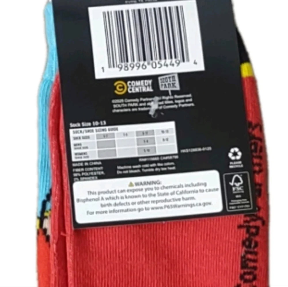 South Park Casual Socks Unisex Novelty Crew Socks Lot of 2 Pair Bundle And Save